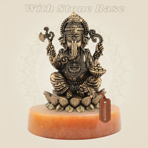 Chaturbhuj Ganesha on stone base