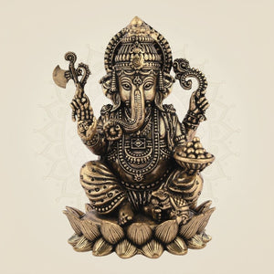Chaturbhuj Ganesha Brass Idol– 3"