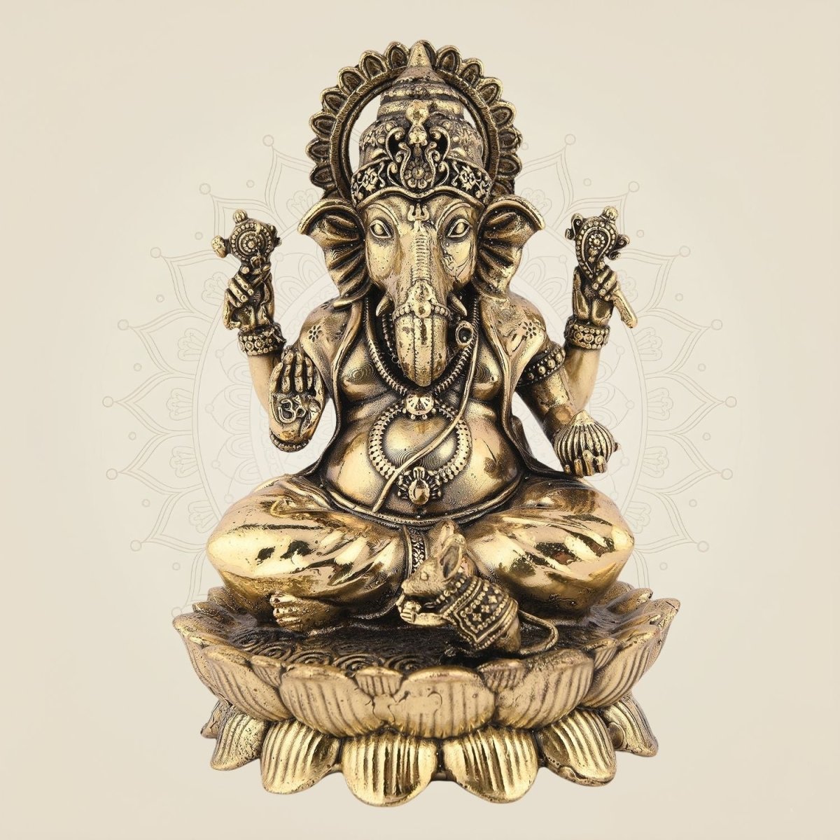 Chaturbhuj Ganesha Brass Idol