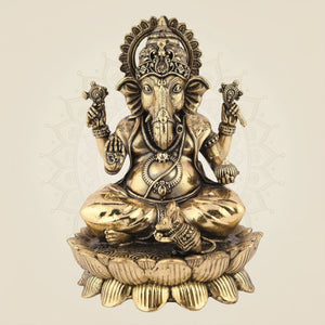 Chaturbhuj Ganesha Brass Idol