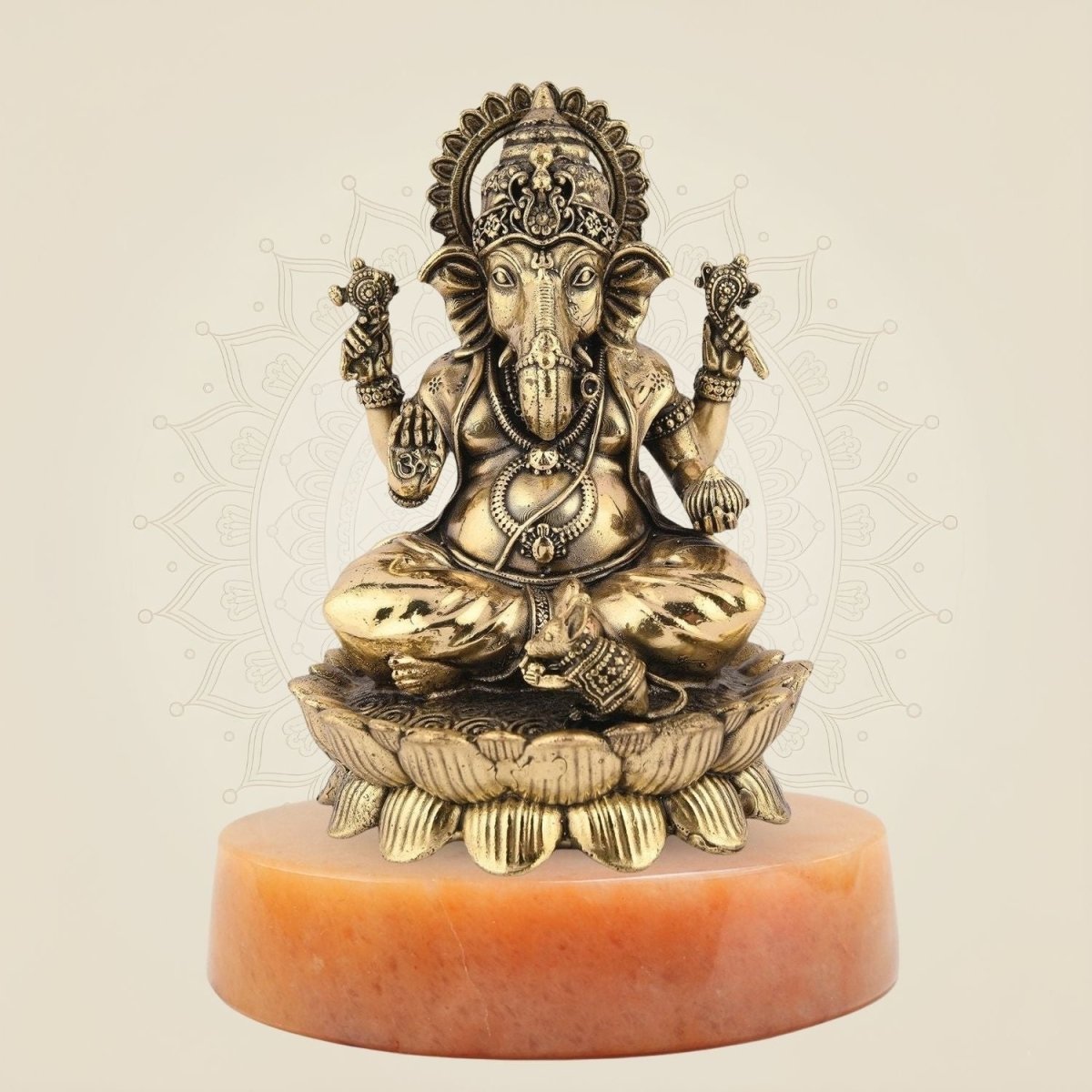 Chaturbhuj Ganesha on gemstone base
