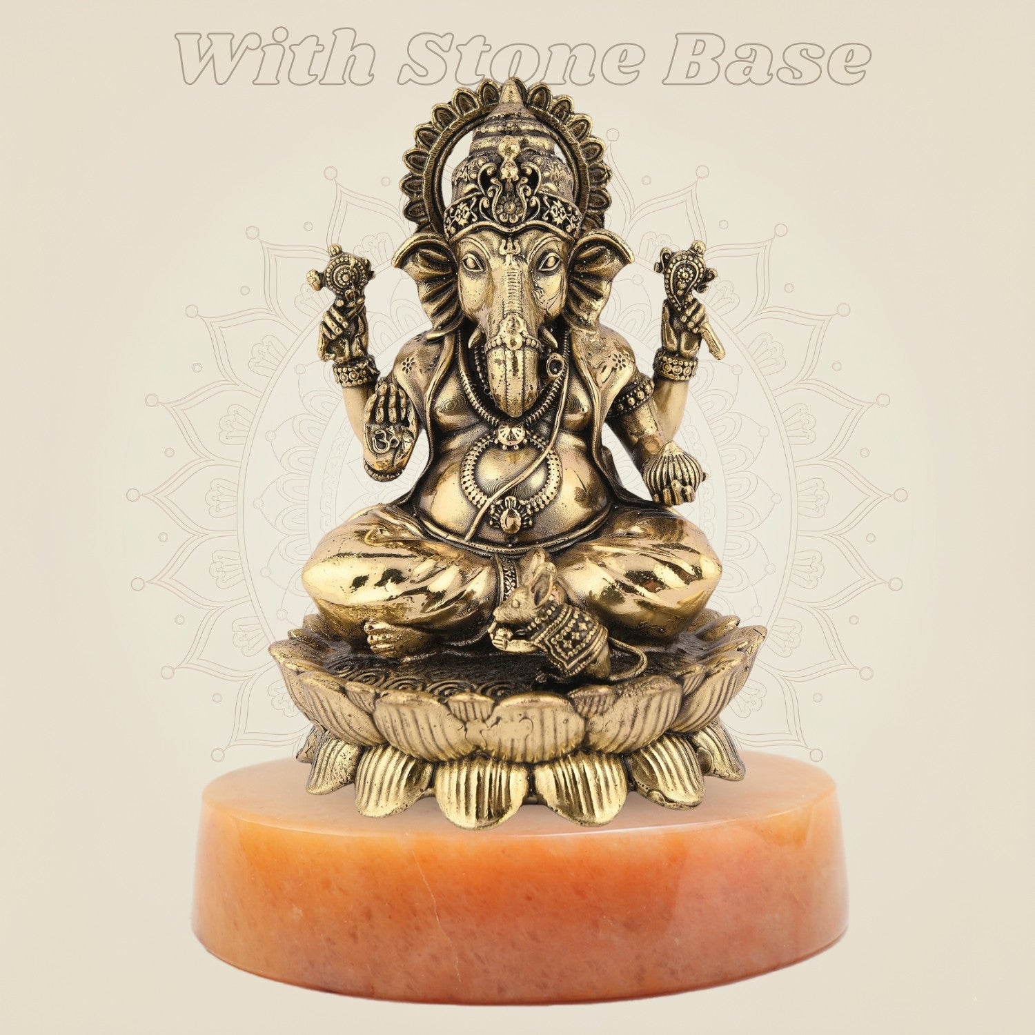Chaturbhuj Ganesha on gemstone base