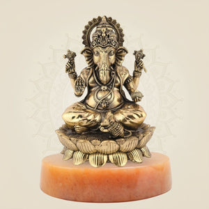 Chaturbhuj Ganesha on gemstone base