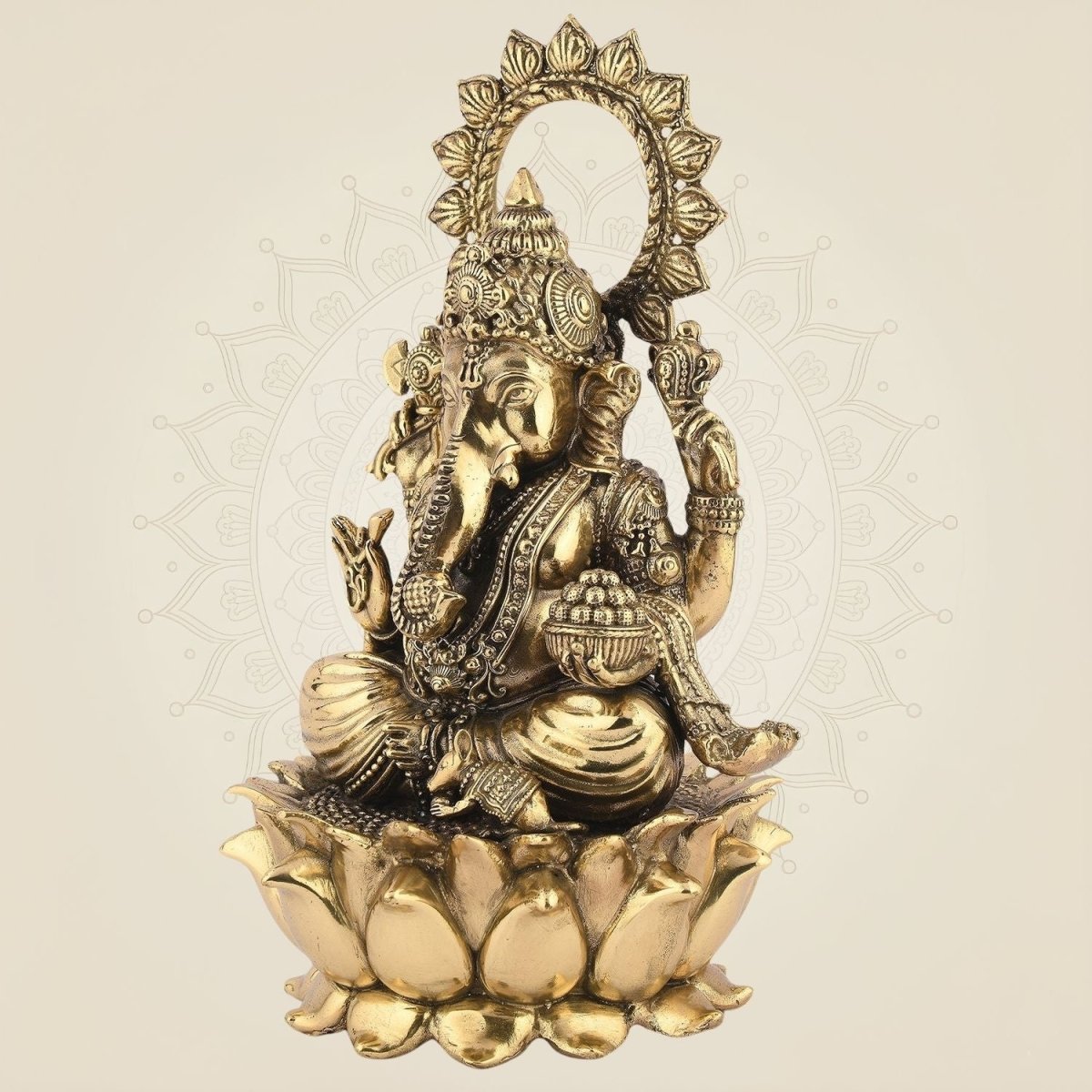 Chaturbhuj Ganesha Handcrafted Murti For Pooja