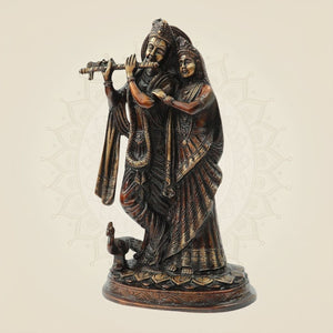 Colored Brass Radha Krishna Idol