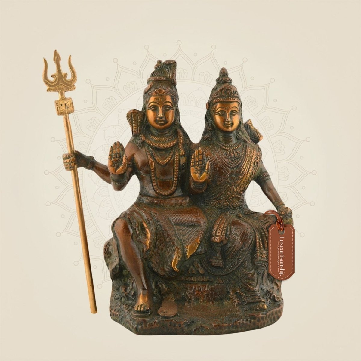 Colored Brass Shiv Parvati Idol