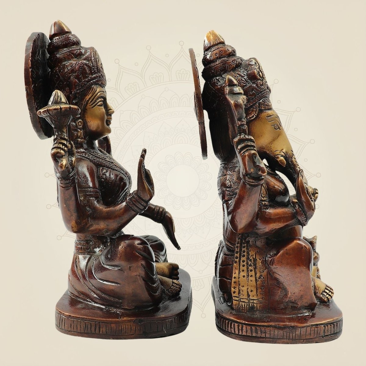Colorful Brass Laxmi Ganesha Statue for Temple