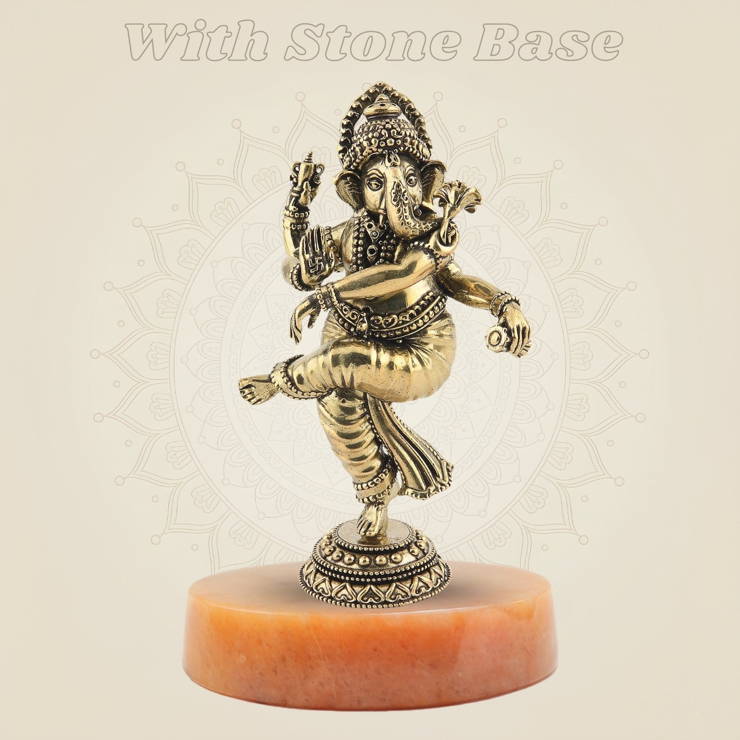 Ganesha Brass Idol on stone base