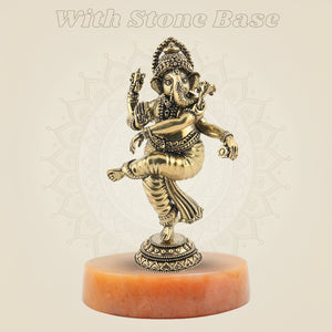 Ganesha Brass Idol on stone base