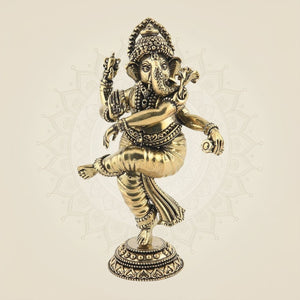 Dancing Ganesha Brass Idol 5"