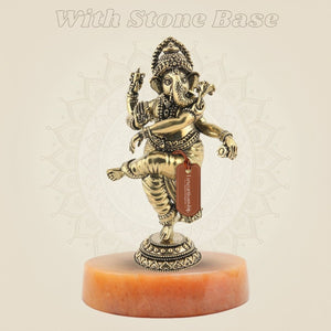 Ganesha Brass Idol on stone base