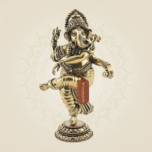 Dancing Ganesha Brass Idol 5"