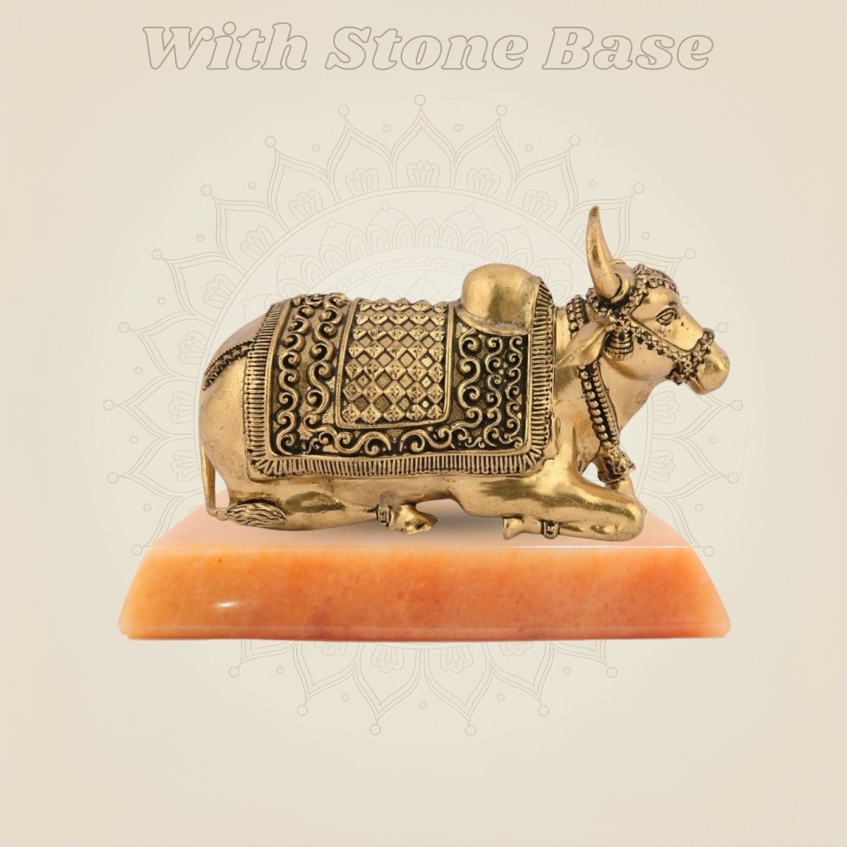 Nandi Brass Murti with gemstone base