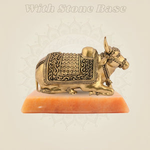 Nandi Brass Murti with gemstone base