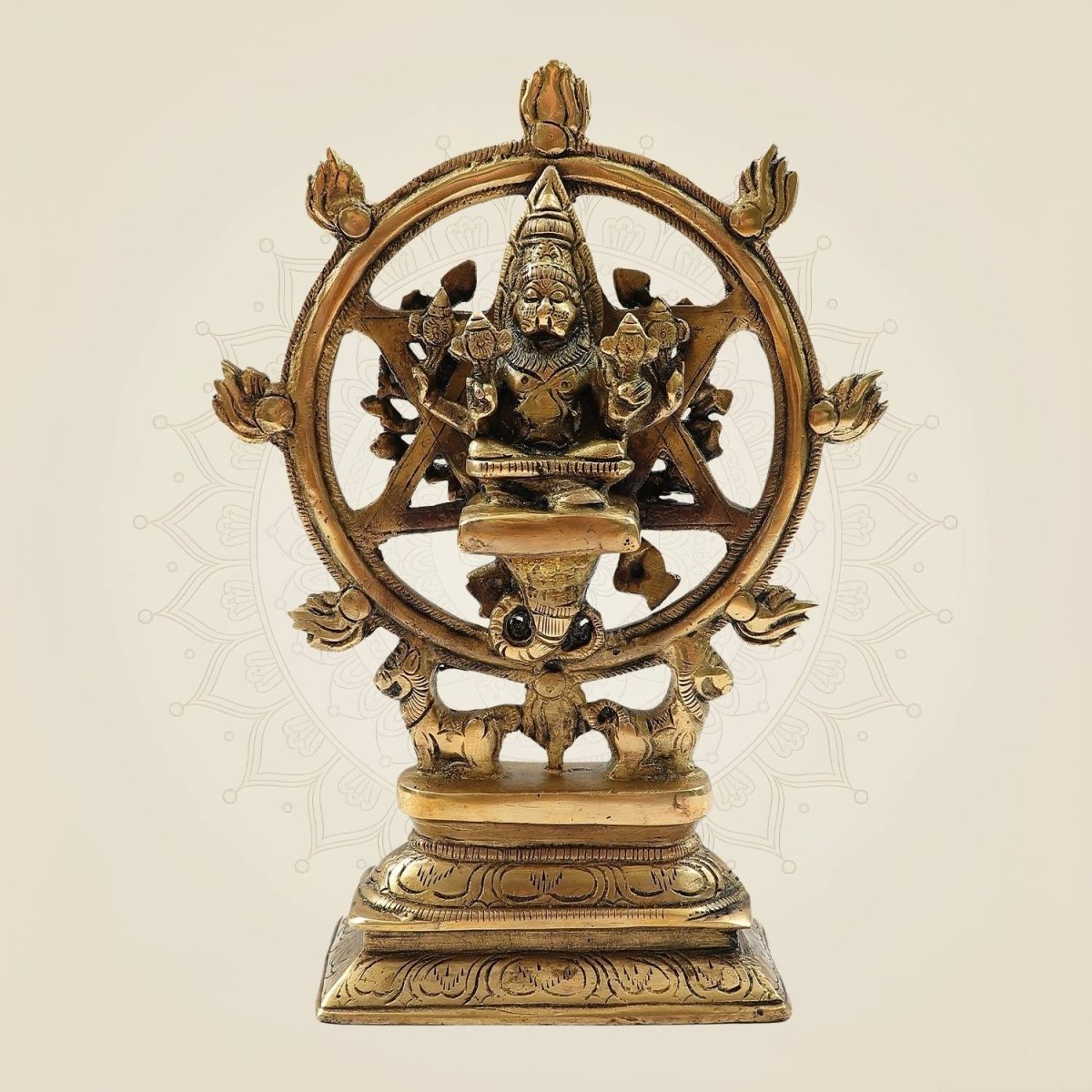 Divine Brass Panchaloha Chakrathalwar Sudarshanar Idol - 9.5"