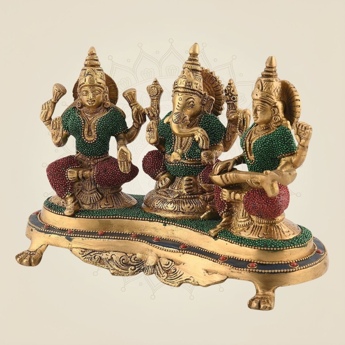 Brass Laxmi Ganesh Saraswati Idol