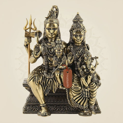 Divine Shiv Parivar Brass Idol – 5" Superfine Statue For Family Protection