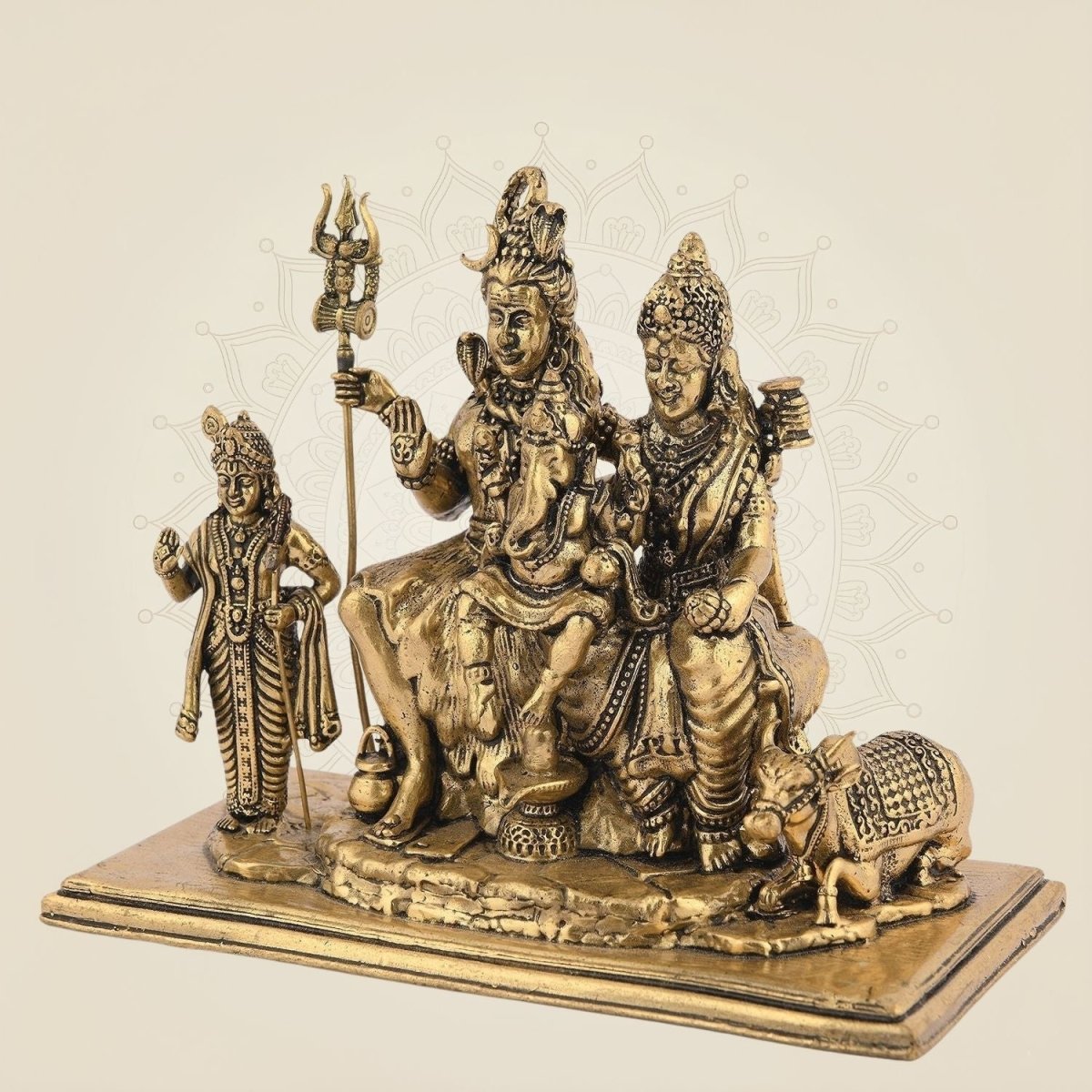 Divine Shiv Parivar Brass Statue – 3.75"