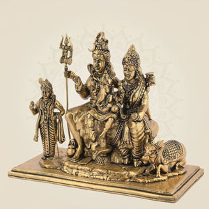 Divine Shiv Parivar Brass Statue – 3.75"