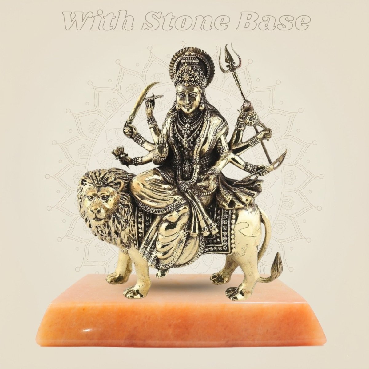 Durga Mata on Lion Brass Idol 4"– Handcrafted Statue for Wealth & Divine Blessings - Luxeartisanship