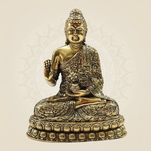 Elegant Brass Buddha Statue 4" - in Meditation Pose for Home