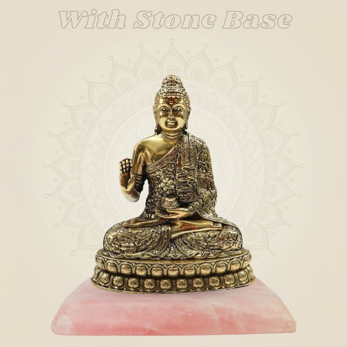 Buddha Brass Idol With Stone Base - Luxeartisanship