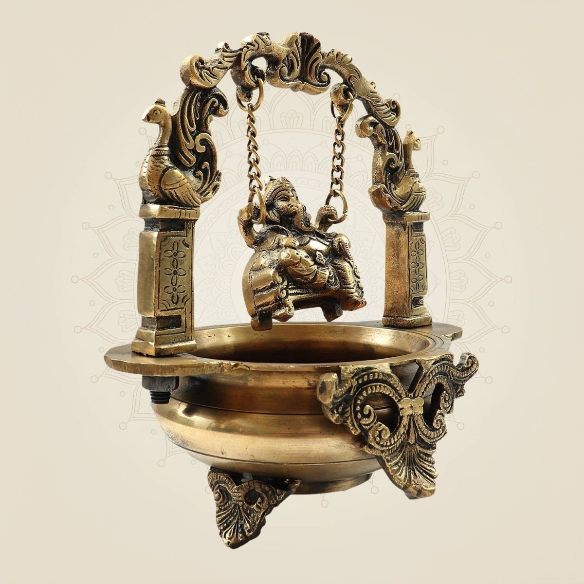Elegant Brass Ganesh Murti on Jula Swing
