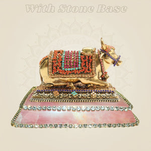 Elegant Brass Nandi Bull Statue with Rhinestone Work – 3 Inch - Luxeartisanship