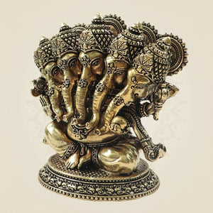 Handmade Panchmukhi Ganesh Brass Statue