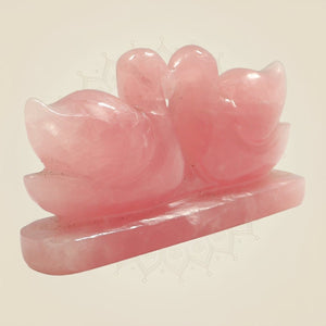 Elegant Rose Quartz Mandarin Ducks Pair for Love & Home Decor - Luxeartisanship