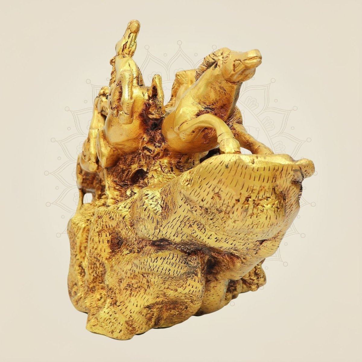 Elegant Vastu Horse Statue 10.5" Handcrafted Golden Brass Art