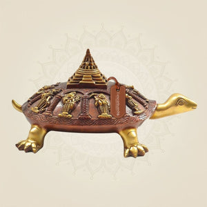 Exquisite Brass Dashavatara on Tortoise Figurine 5.75