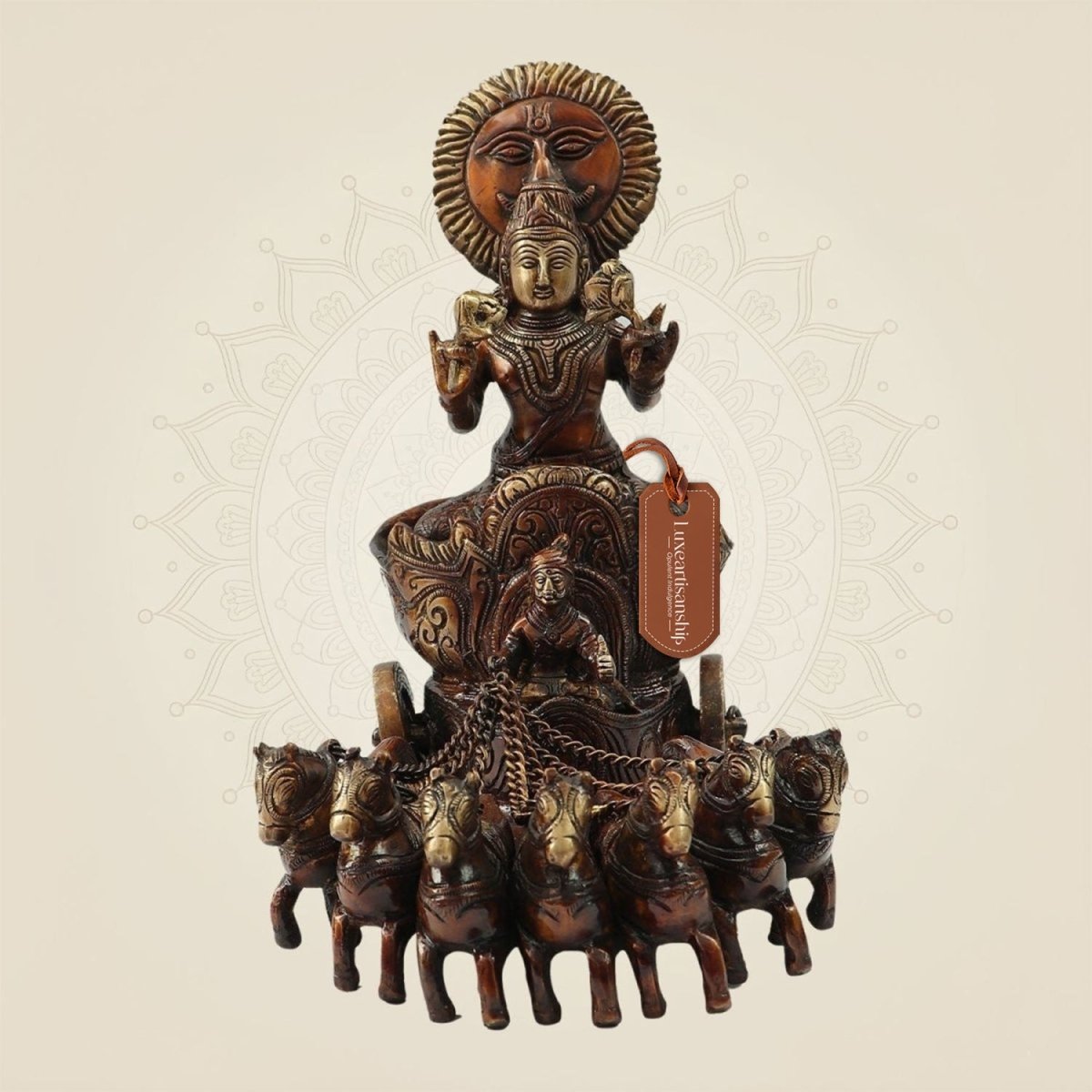 Exquisite Brass Surya Dev Rath Idol