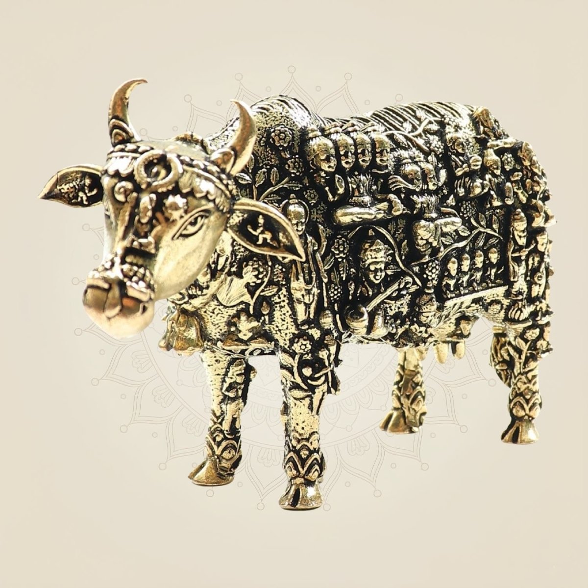 Handmade Kamadhenu Cow Brass Statue