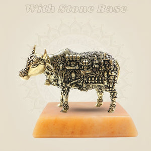 Exquisite Kamadhenu Cow Brass Statue 3"– Divine Artwork for Home - Luxeartisanship