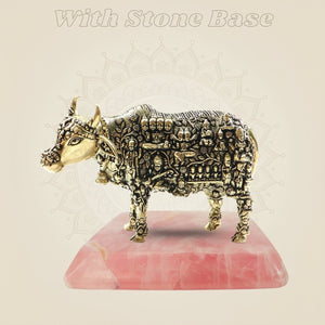 Exquisite Kamadhenu Cow Brass Statue 3"– Divine Artwork for Home - Luxeartisanship