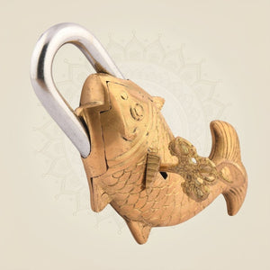 Fish Shape Vintage Brass Lock – 3" Handcrafted Antique Style Padlock - Luxeartisanship