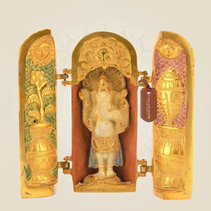 Folding Brass Ganesha Temple Showpiece - Luxeartisanship