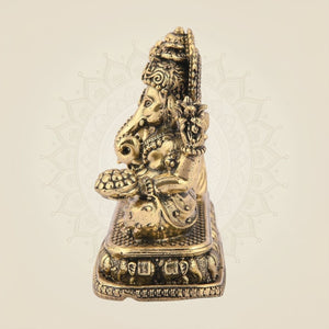 Ganesh Laxmi Idol 3" – Pure Brass Handcrafted Blessings Statue for Pooja & Home Decor - Luxeartisanship