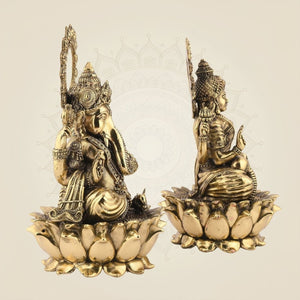 Ganesh laxmi on Lotus Murti in brass