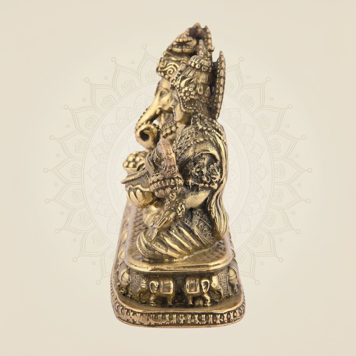Ganesh Laxmi Saraswati Idol 3.25" – Pure Brass Blessing Trio for Pooja & Home Decor - Luxeartisanship