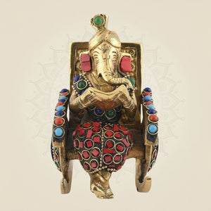 Brass Ganesh on Chair Idol – Luxeartisanship