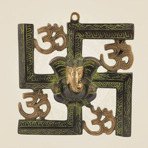 Ganesh Swastik Wall Hanging 8" Artisan