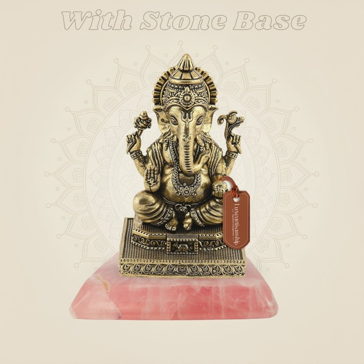 Ganesha Brass Idol on Platform 4.5"– Handcrafted Divine Sculpture - Luxeartisanship