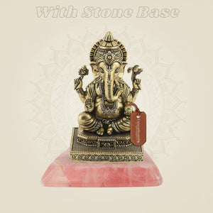 Ganesha Brass Idol on Platform 4.5"– Handcrafted Divine Sculpture - Luxeartisanship