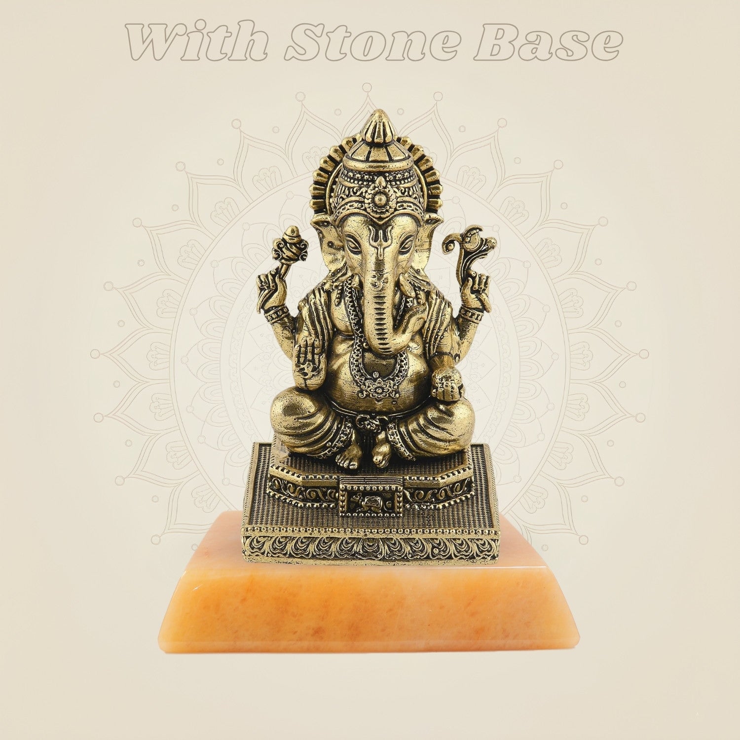 Ganesha Brass Idol on Platform 4.5"– Handcrafted Divine Sculpture - Luxeartisanship