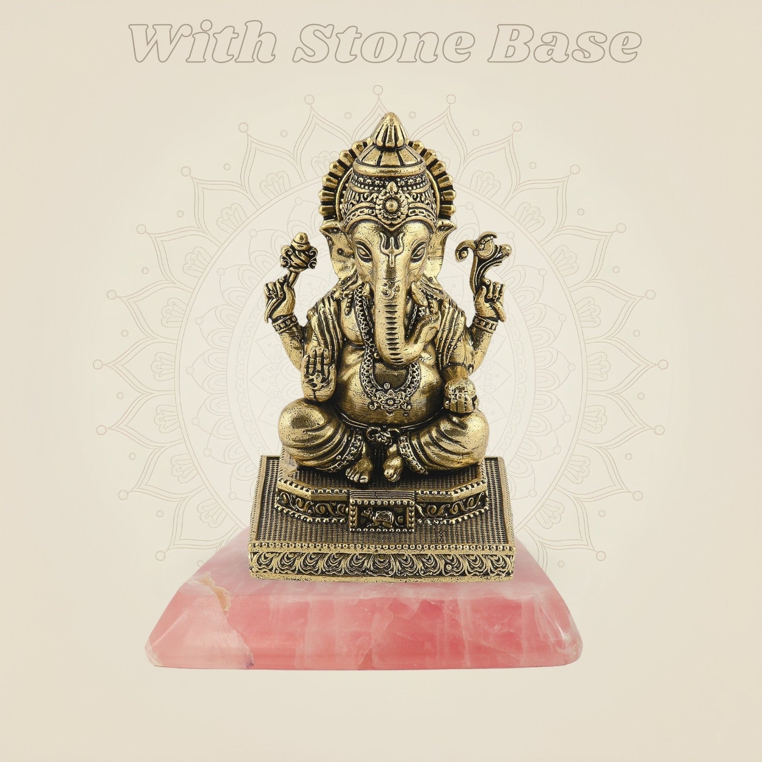 Ganesha Brass Idol on Platform 4.5"– Handcrafted Divine Sculpture - Luxeartisanship