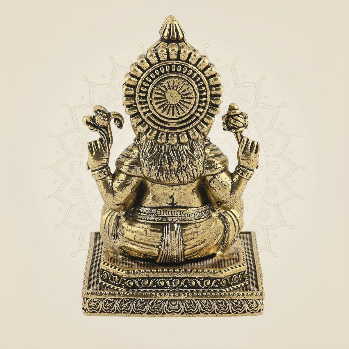 Ganesha Brass Idol on Platform 4.5"– Handcrafted Divine Sculpture - Luxeartisanship
