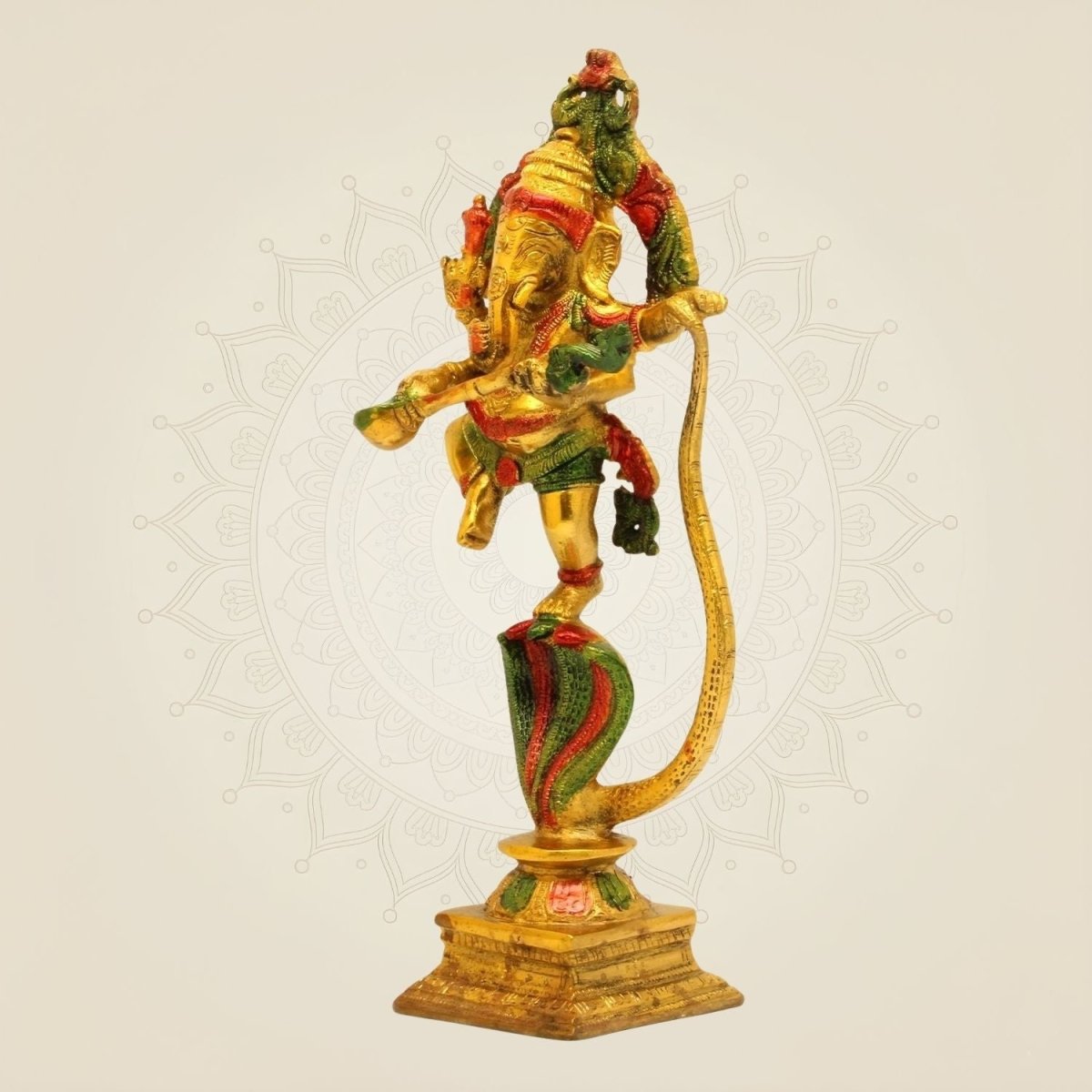 Ganesha Brass Idol Dancing on Sheshnag