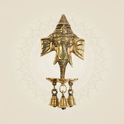 Ganesha Hanging Brass Diya – 8.5" Handcrafted Oil Lamp